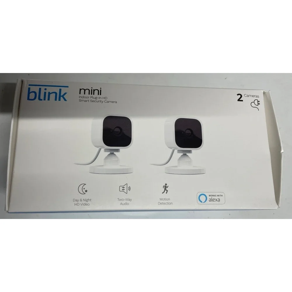 Blink Mini Indoor Plug-In HD Smart Security Camera 2 Cameras‎